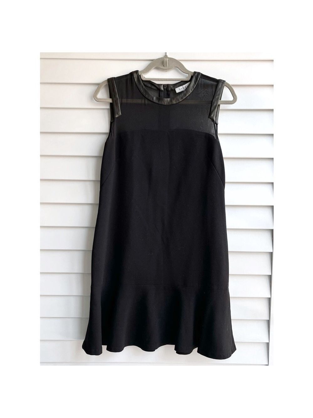 Sandro Leather Trim Flounce Dress - Picture 6 of 11